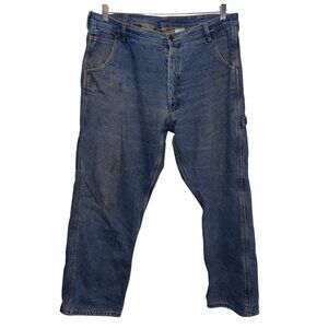 Key Industries Mens Carpenter Blue Denim Jeans 40x30 Relaxed Fit Flannel Lined